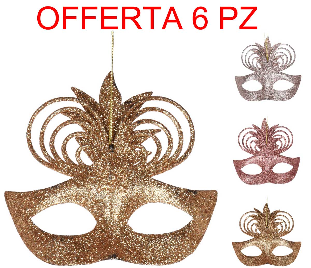 OFFERTA 6 MASCHERE GLITTER APPENDIBILI ASSORTITE