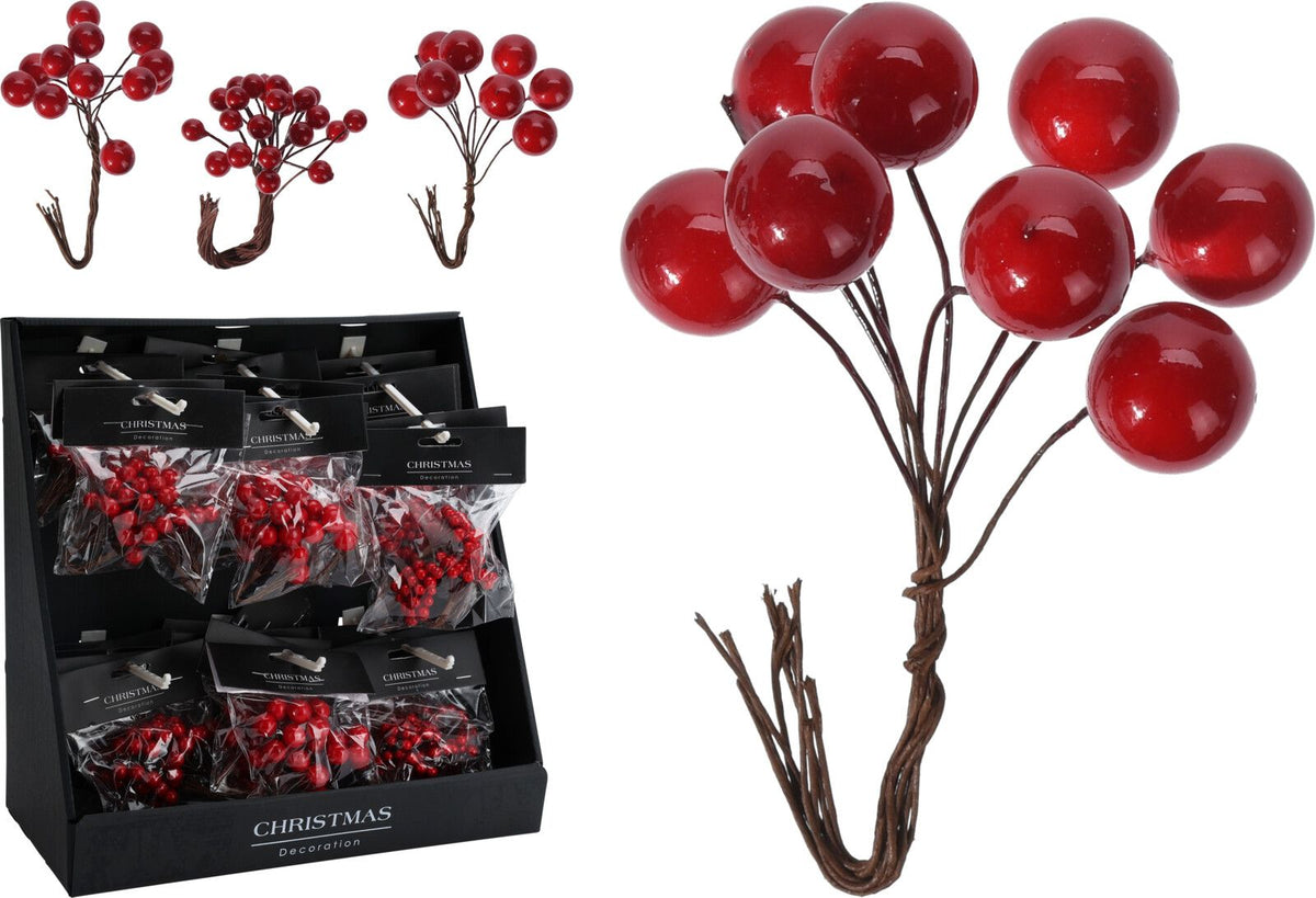 Set 36 Rami di Bacche Rosse Natalizie Assortite S-M-L