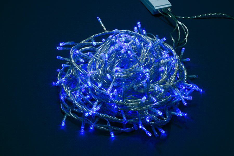 LUCI DI NATALE 300 LED BLU 8 GIOCHI DI LUCE