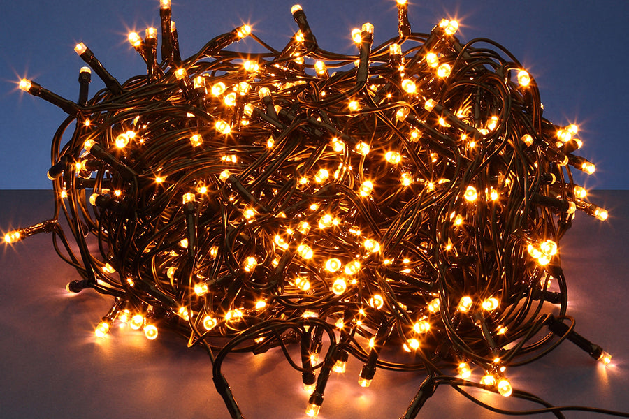LUCI DI NATALE 2000 LED ORO 8 GIOCHI DI LUCE
