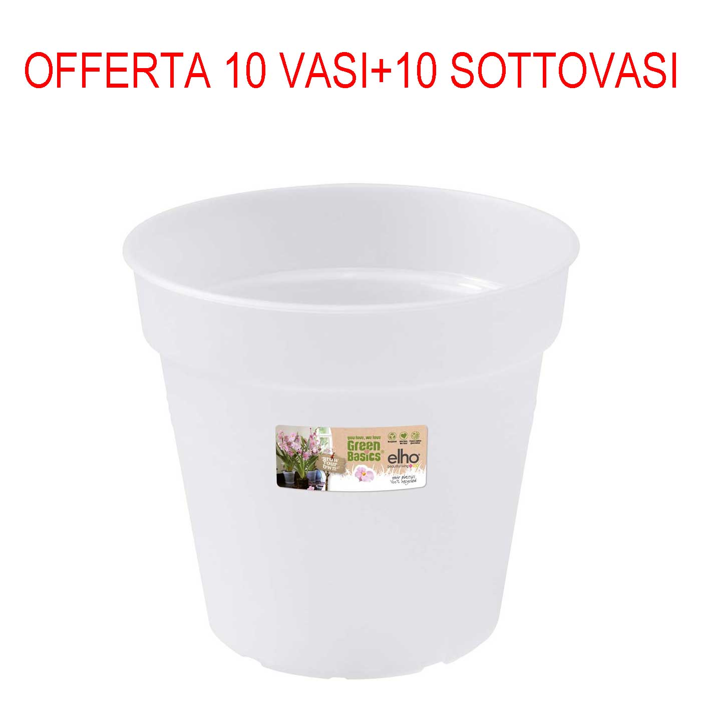10 VASI PER ORCHIDEE Ø15CM+SOTTOVASI TRASPARENTI OPACHI