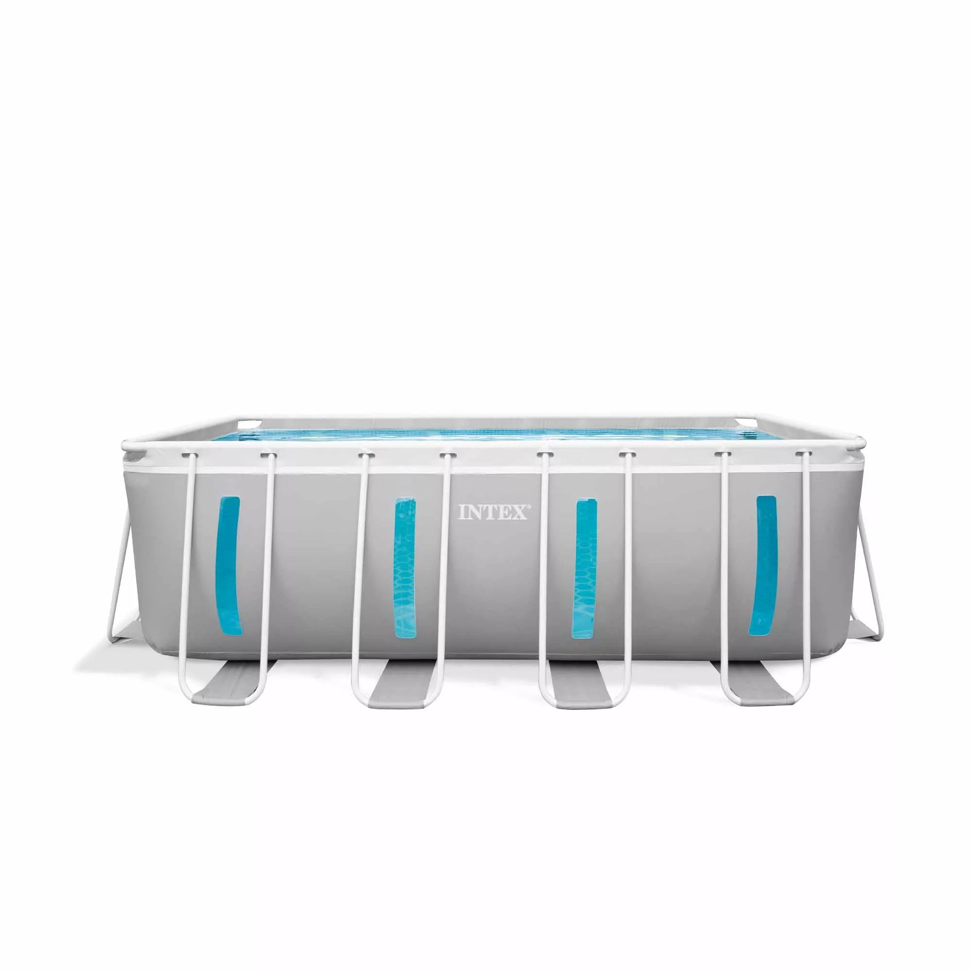 Intex Prisma Frame Clearview Rechteckpool 26770NP Hellgrau