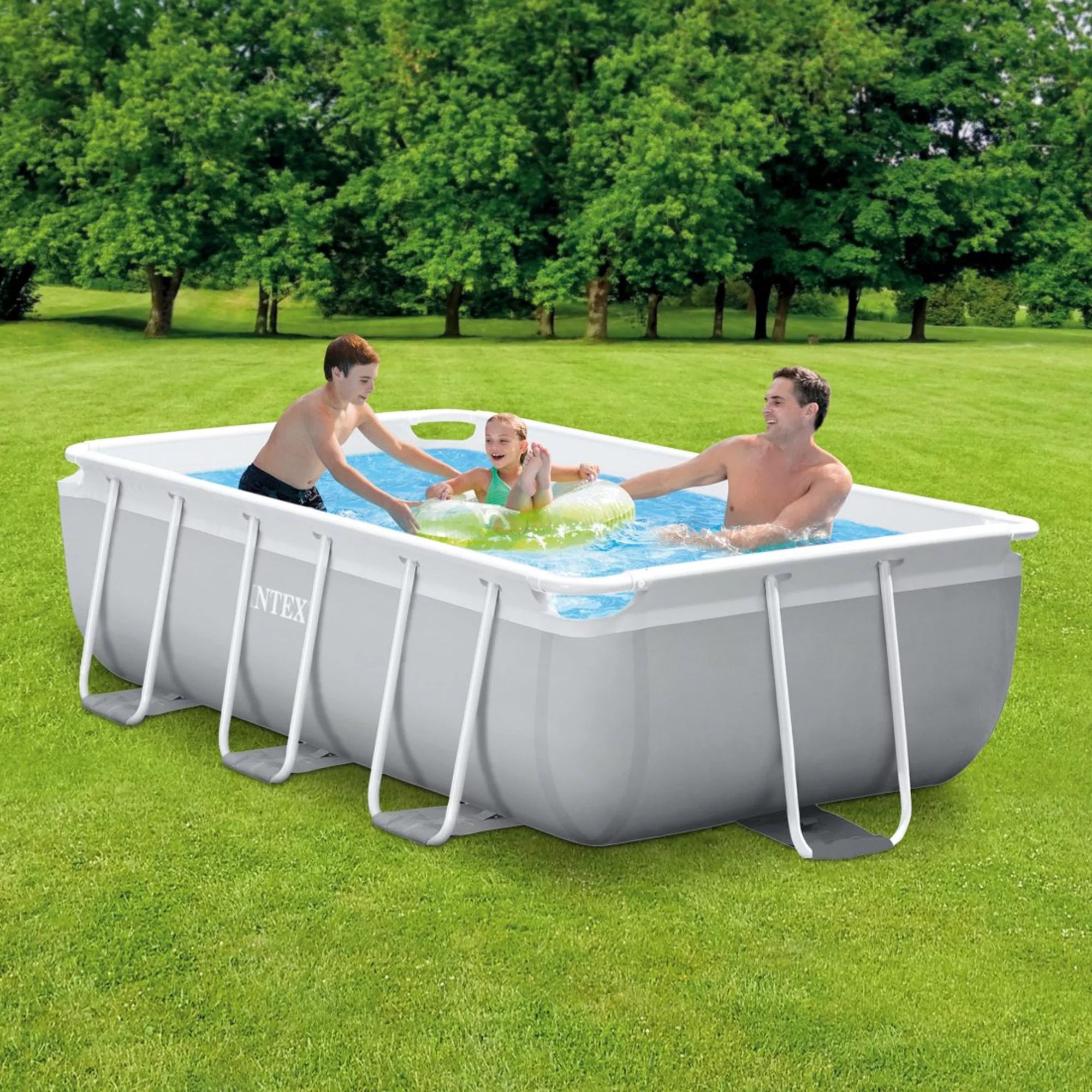 Piscine rectangulaire Intex Prisma Frame 300 cm x 175 cm x 80 cm, grise
