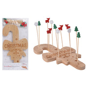 TAGLIERE BAMBU NATALIZIO CON SPIEDINI, 27,5X20,5CM