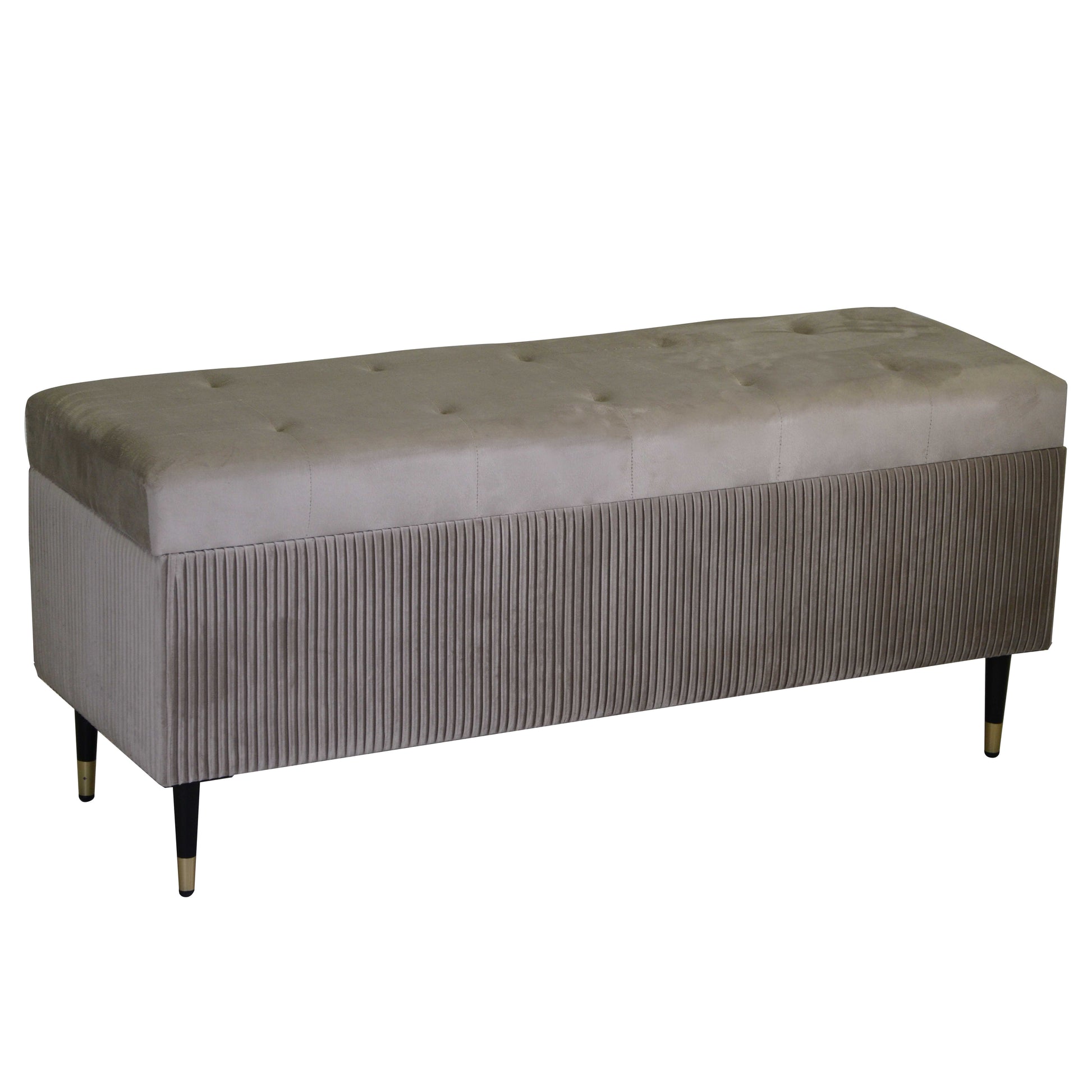 PANCA CONTENITORE IN VELLUTO BEIGE 115X40XH45CM