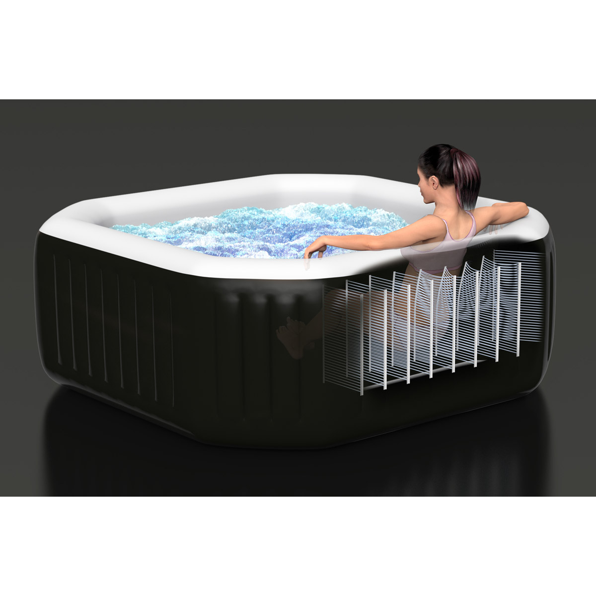 OFFERTA PISCINA IDROMASSAGGIO BUBBLE JET MASSAGE Ø201XH71CM + POGGIATESTA +SEGGIOLINO +PULITORE