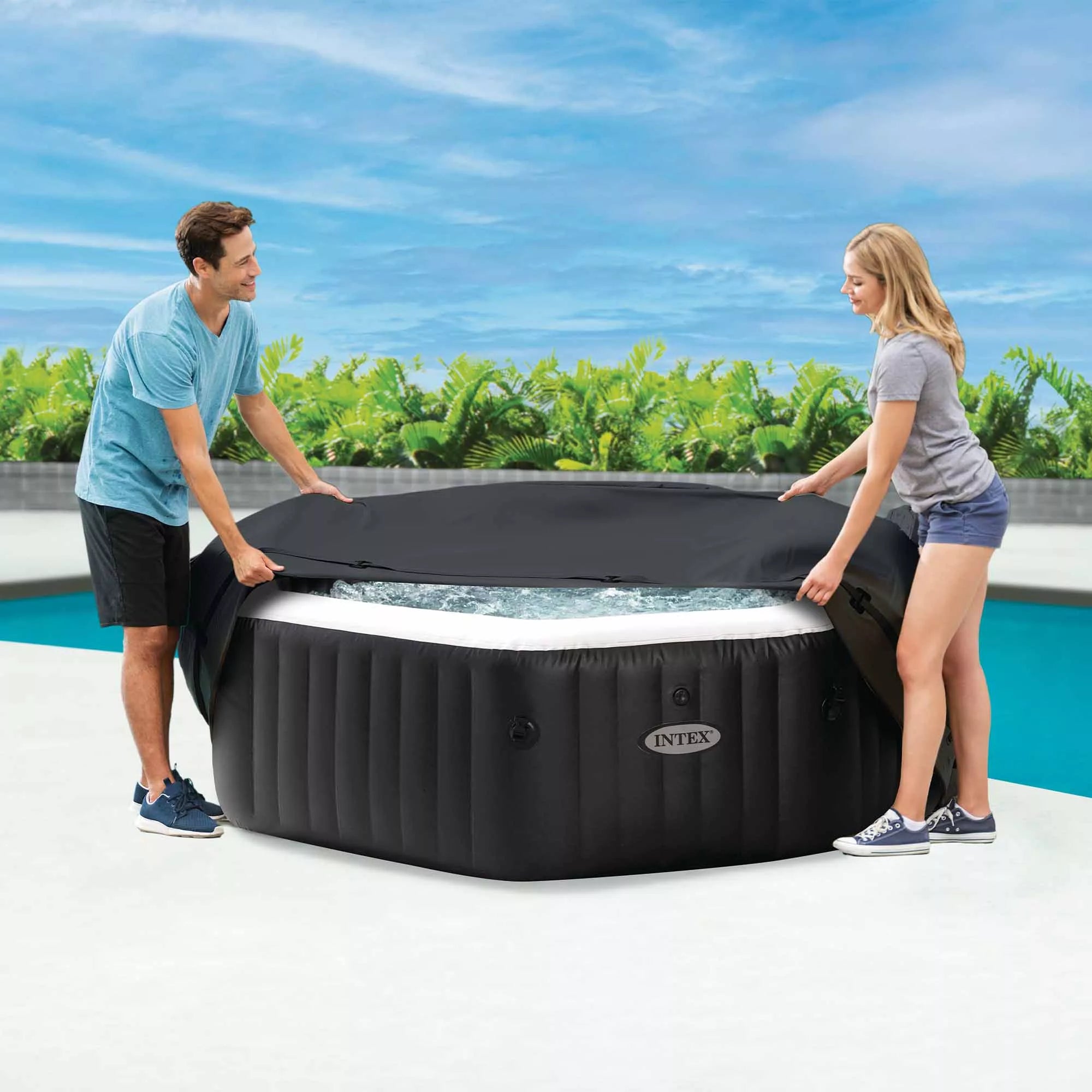 PureSPA Copertura Solare per SPA Ottagonale 4 Posti Nero