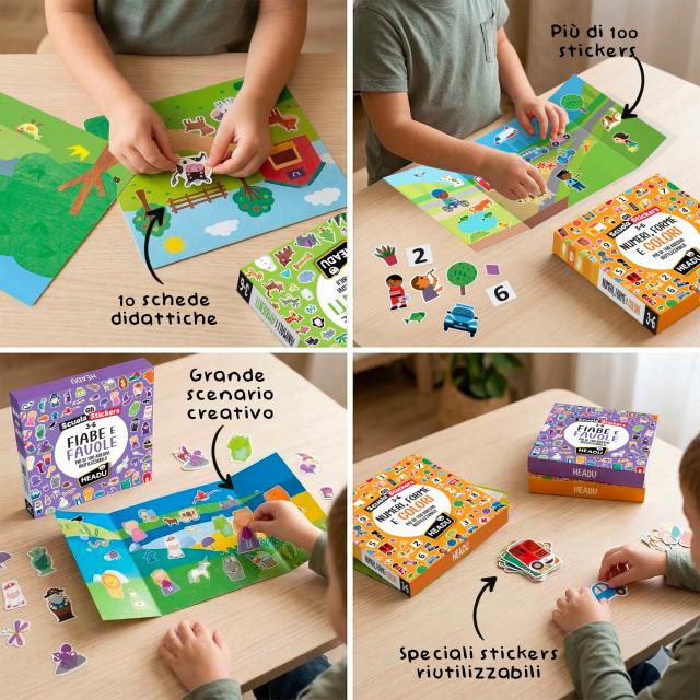 Scuola Stickers Numeri Forme e Colori 3-6 anni Headu