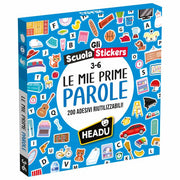 Gioco Educativo Scuola Stickers Le Mie Prime Parole 200 Adesivi Riutilizzabili 3-6 Anni Headu