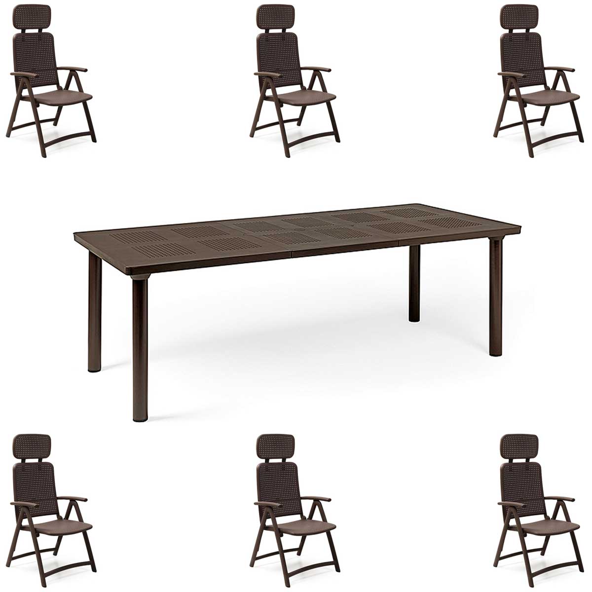 ANGEBOT: AUSZIEHBARER LIBECCIO-TISCH 160/220 CM + 6 AQUAMARINE-SESSEL IN IHRER FARBWAHL