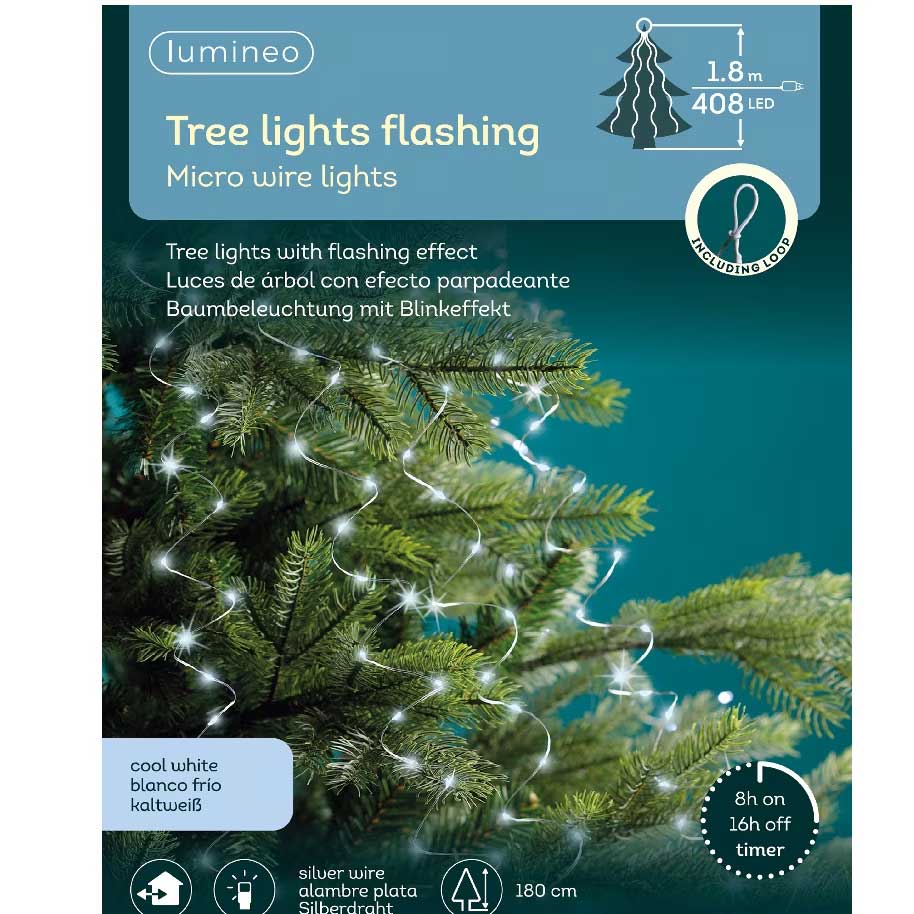 408 MICROLED BIANCO FREDDO FLASH 180CM PER ALBERO DI NATALE