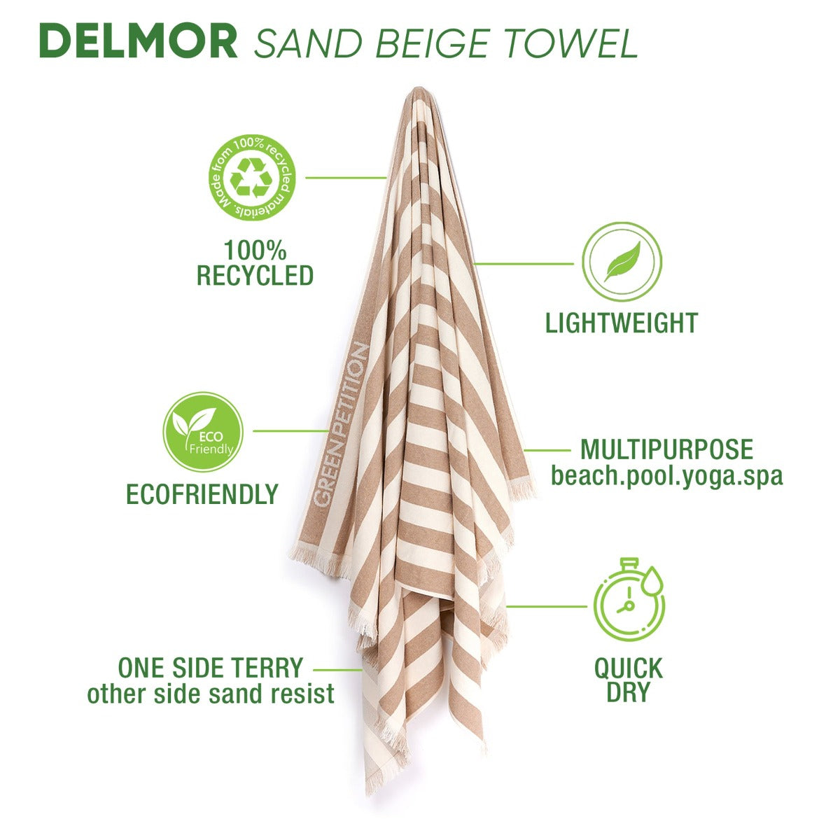 TELO MARE DELMOR SABBIA 100X180CM
