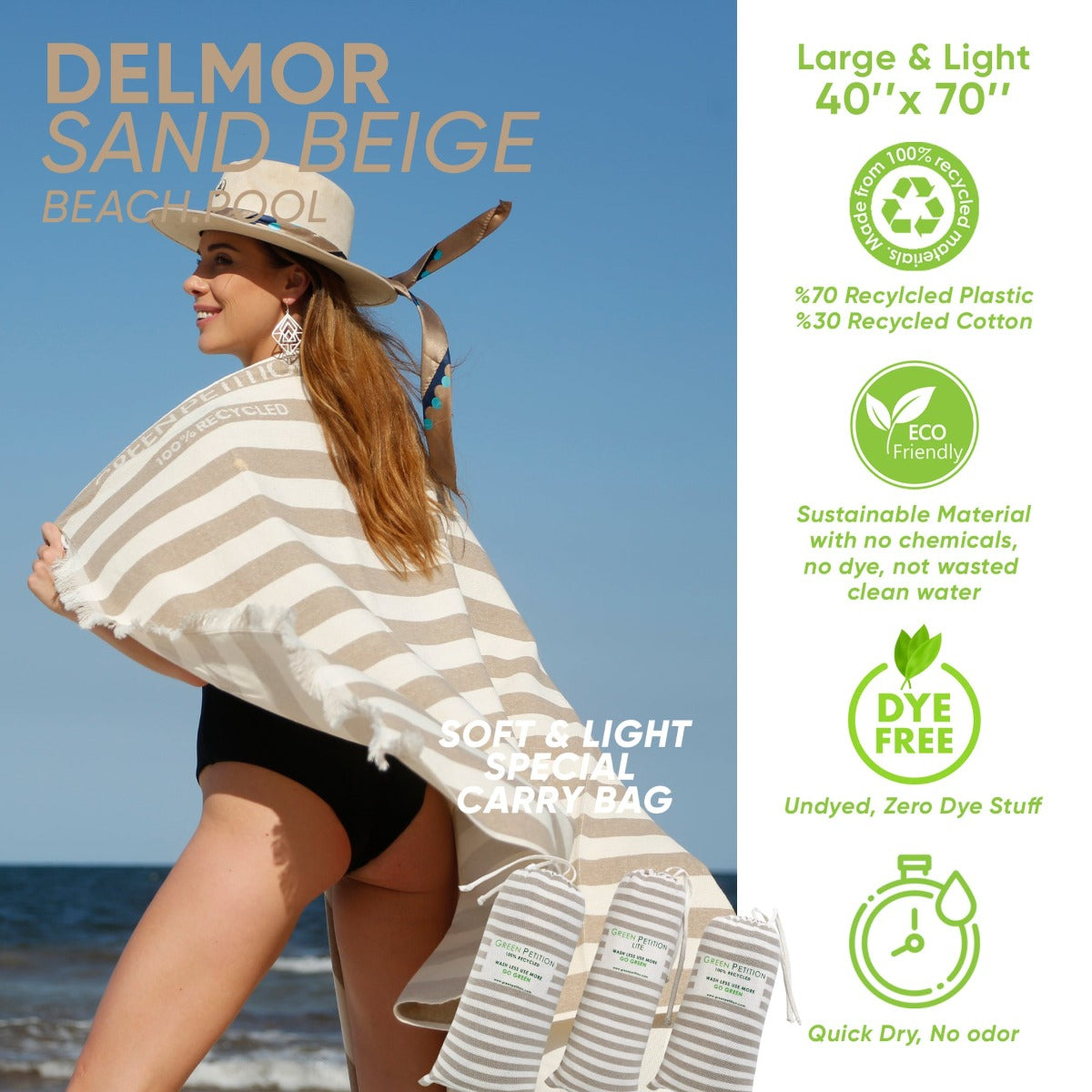 TELO MARE DELMOR SABBIA 100X180CM