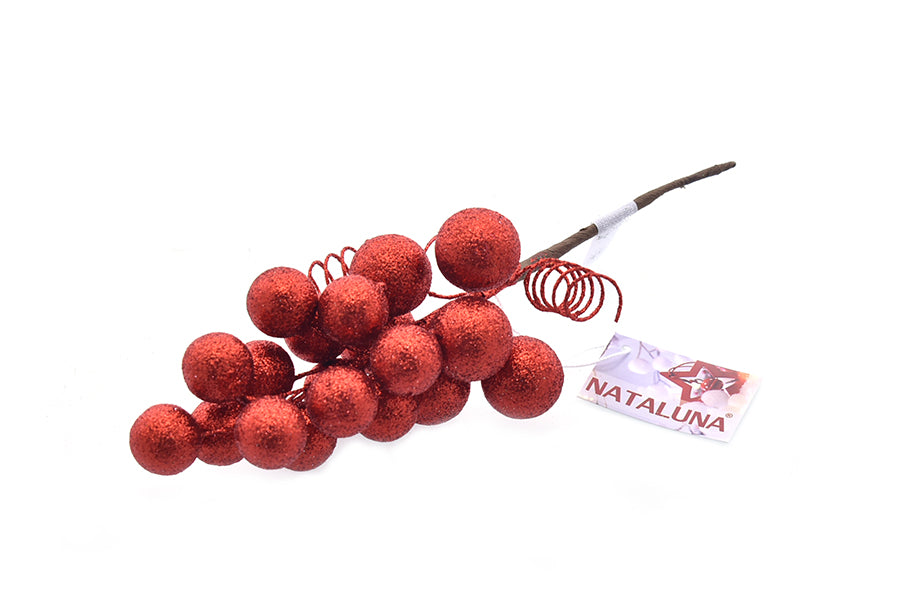 RAMO GLITTERATO ROSSO CON BACCHE