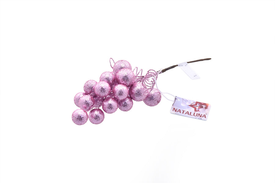 RAMO GLITTERATO ROSA CON BACCHE