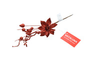 RAMO PICK CON FIORE GLITTERATO ROSSO
