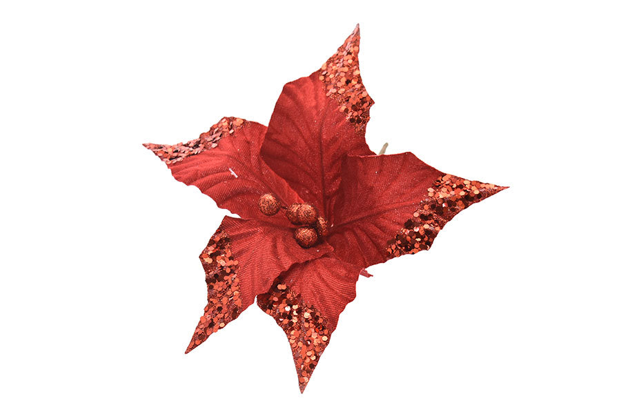 FIORE DECORATIVO ROSSO CON GLITTER