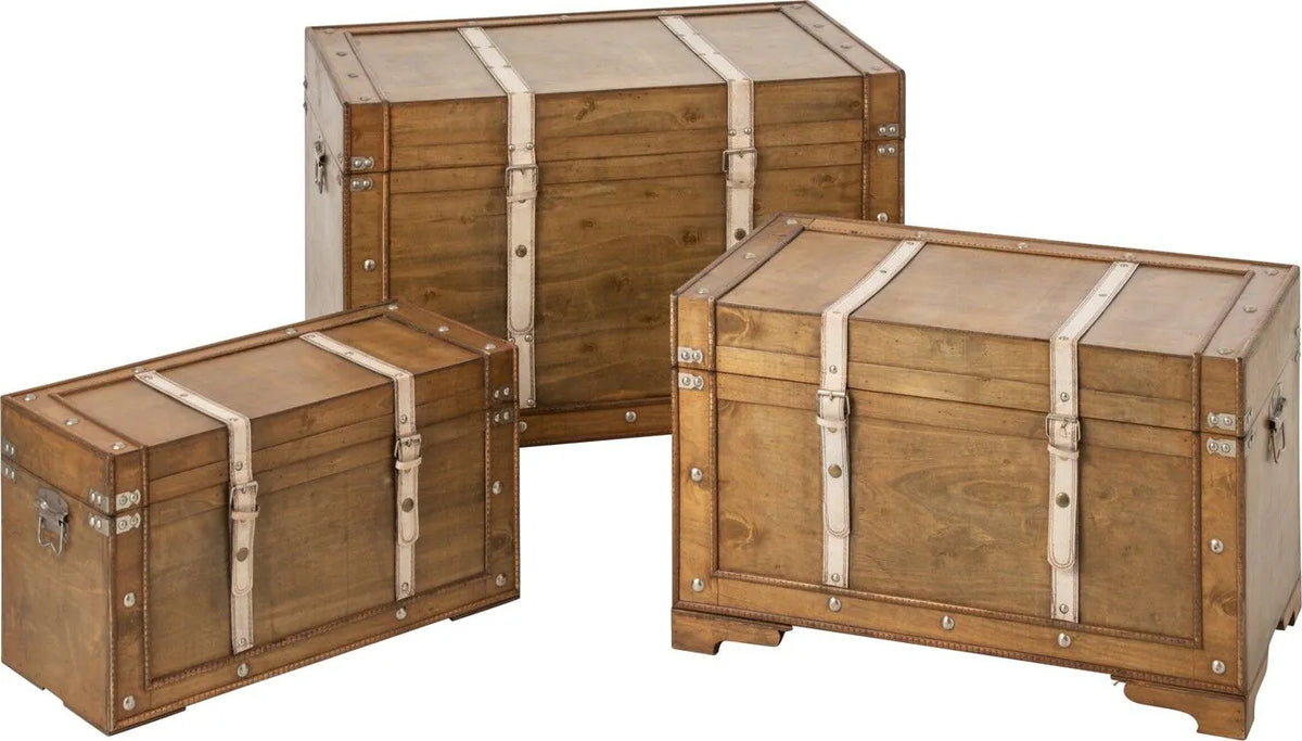 Baule Contenitore Antico Marrone 65x36x40 cm