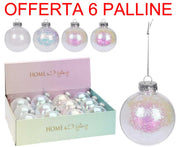 OFFERTA 6PALLINE LUCIDE/OPACHE GLITTER 10CM ASSORTITE