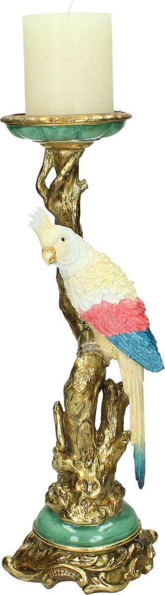 CANDELIERE CON UCCELLO 13X10X35 CM ORO