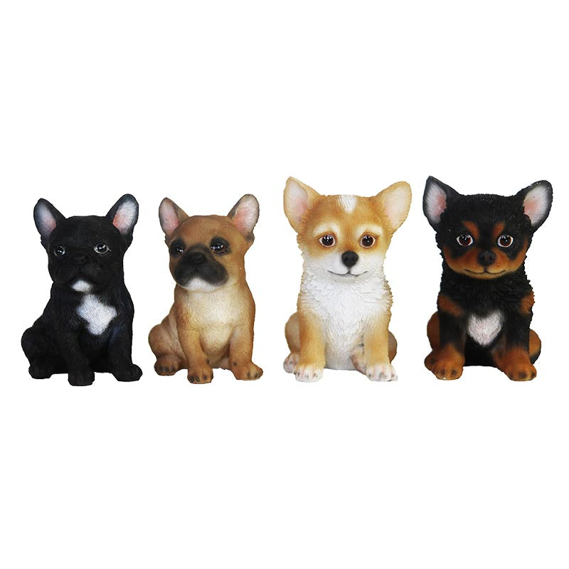 CUCCIOLO SEDUTO IN RESINA CON ORECCHIE BASSE 8CM