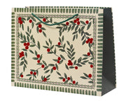 Borsa regalo in carta FSC floccata 21 x 8 x 18 cm verde Peraga Christmas