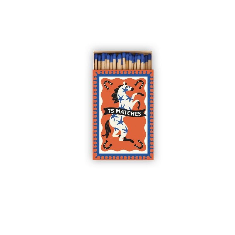 Paddywax Scatola di Fiammiferi Decorata "A Dopo" - Cavallo Blu (75 pz)