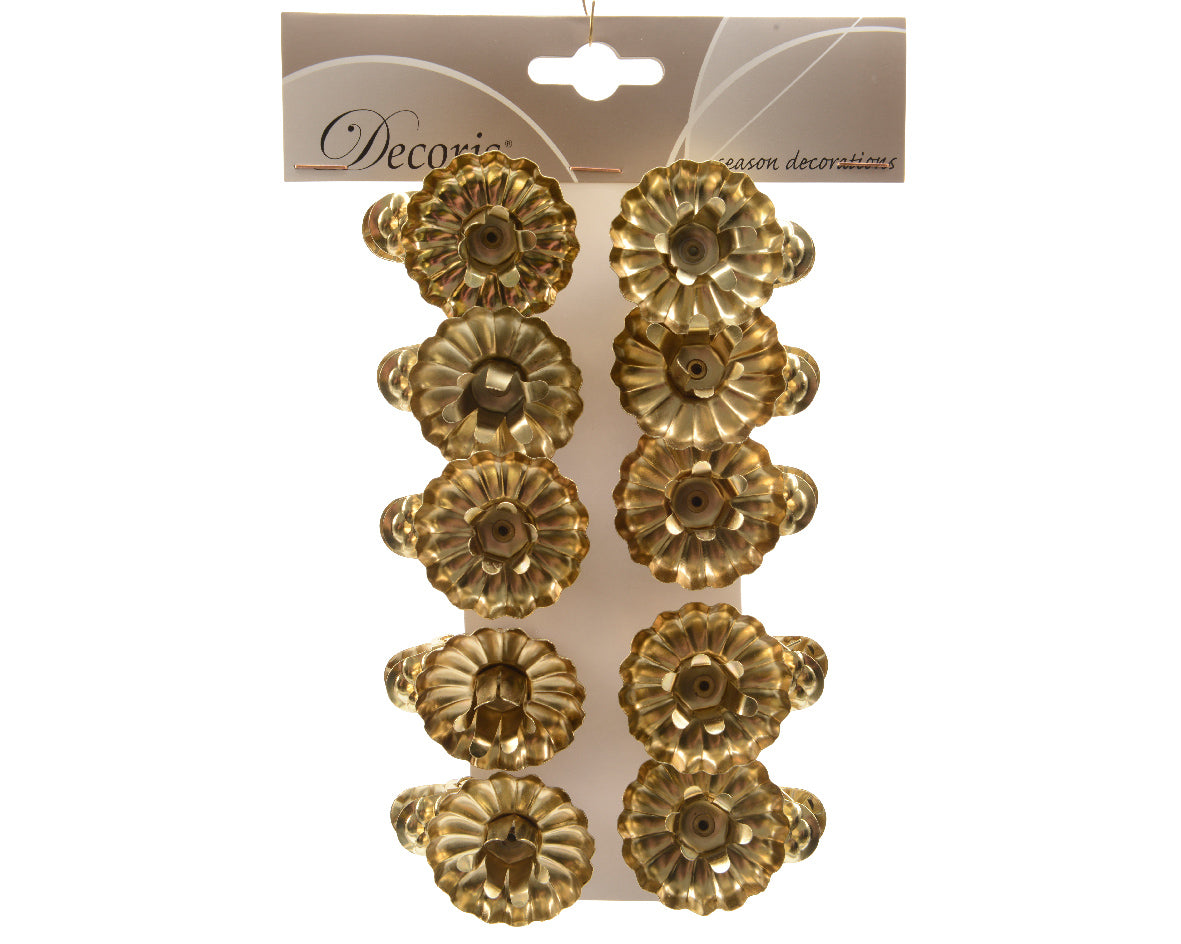 10 CLIPS PORTA CANDELE ORO