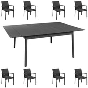 OFFERTA TAVOLO DUBLINO ALLUNGABILE 140/200X140 GRAFITE +8 POLTRONE DELIA GRAFITE
