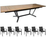 OFFERTA TAVOLO ALLUNGABILE DARWIN 174/224/274/X100CM GRAFITE +6 POLTRONE DELIA GRAFITE/NERO