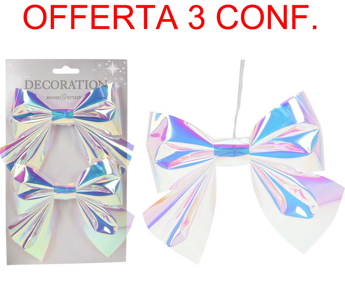 OFFERTA 3 CONFEZIONI DI FIOCCHI IRIDESCENTI 18CM