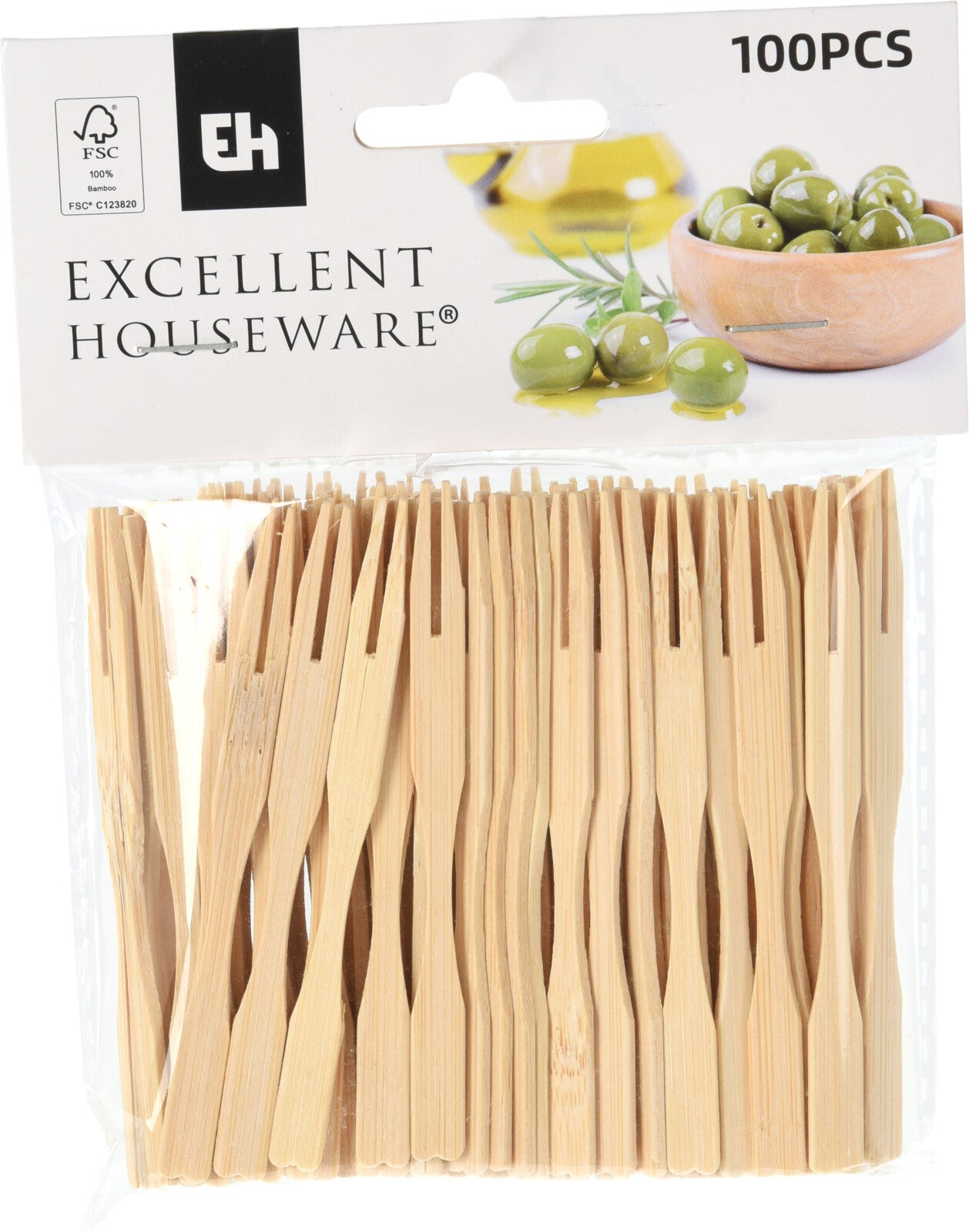 100 FORCHETTINE IN BAMBU 9CM PER APERITIVI