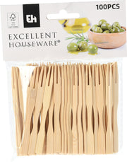 100 FORCHETTINE IN BAMBU 9CM PER APERITIVI