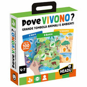Gioco Educativo Dove Vivono? Tombola Animali e Ambienti (4-7 anni) HEADU