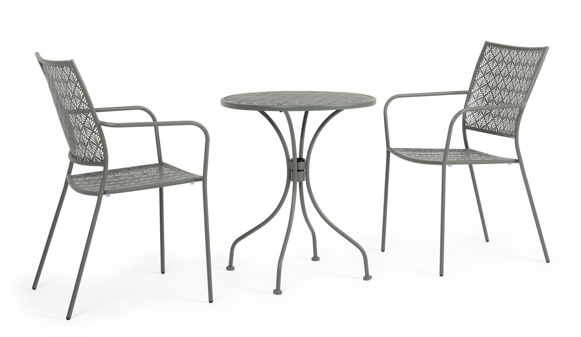 SET TAVOLO DA GIARDINO LIZETTE D.60 + 2 SEDIE LIZETTE CON BRACCIOLI VERDE SCURO