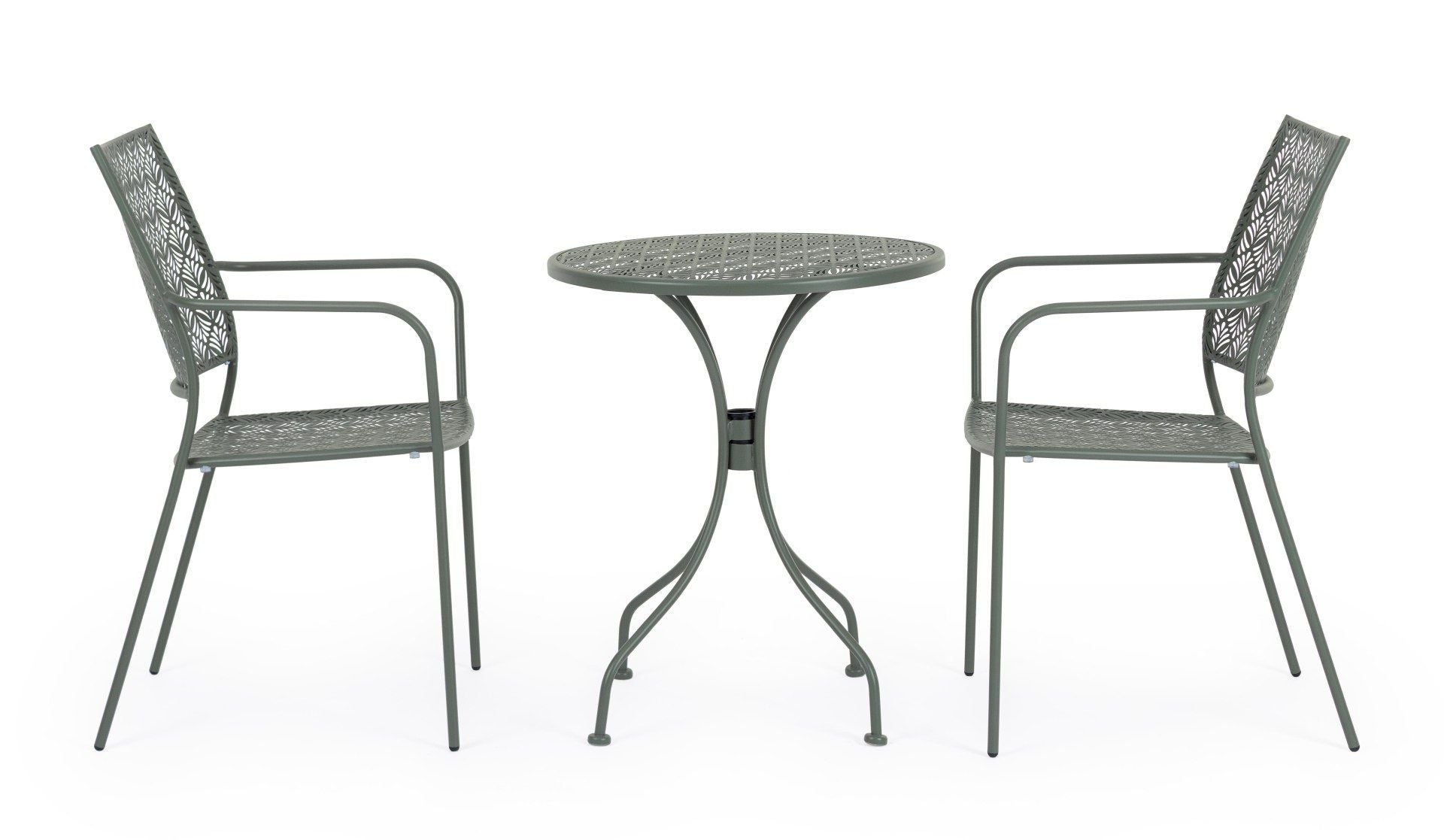 SET TAVOLO DA GIARDINO LIZETTE D.60 + 2 SEDIE LIZETTE CON BRACCIOLI VERDE SCURO