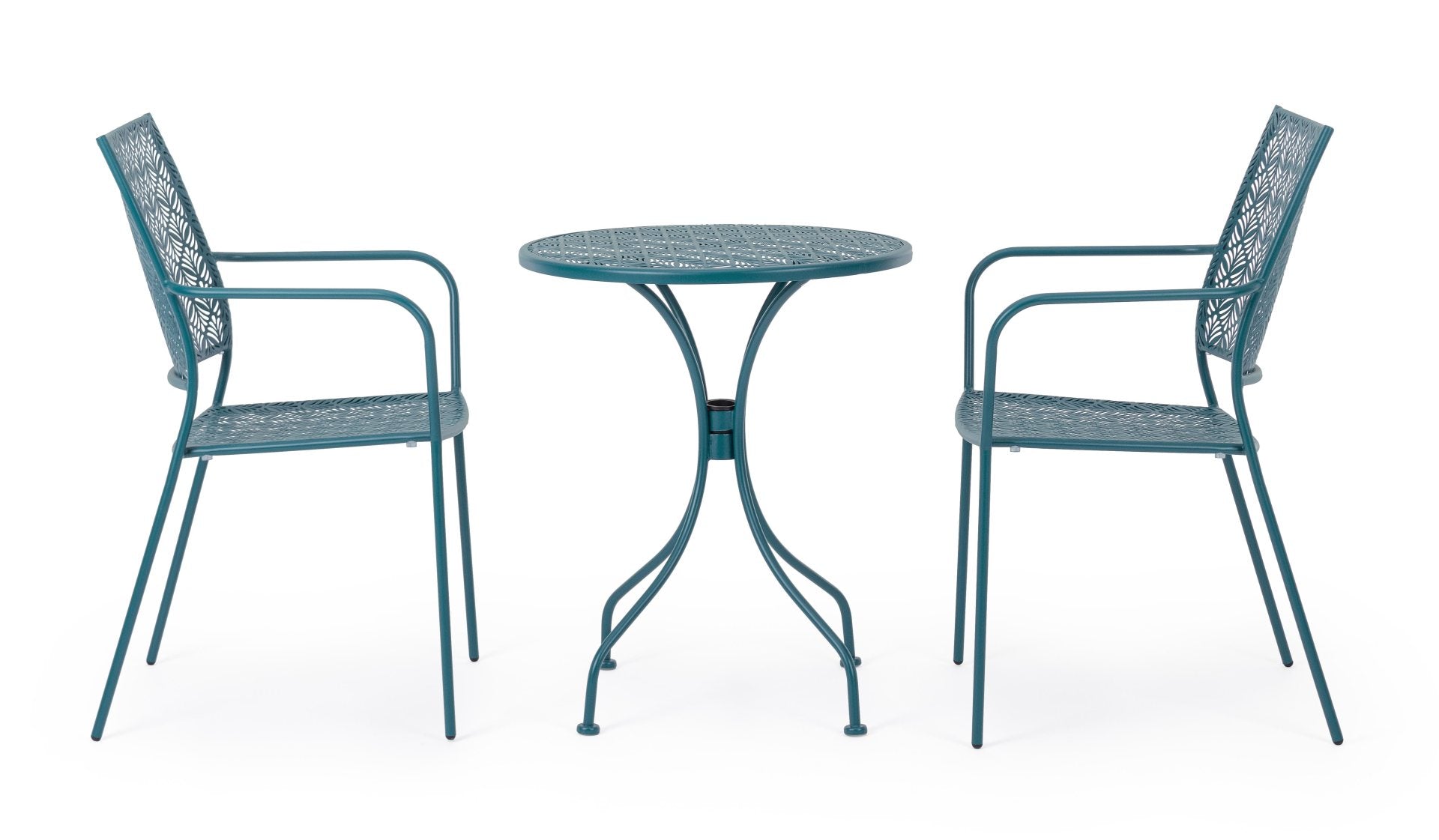 SET TAVOLO DA GIARDINO LIZETTE D.60 + 2 SEDIE LIZETTE CON BRACCIOLI BLU OCEANO