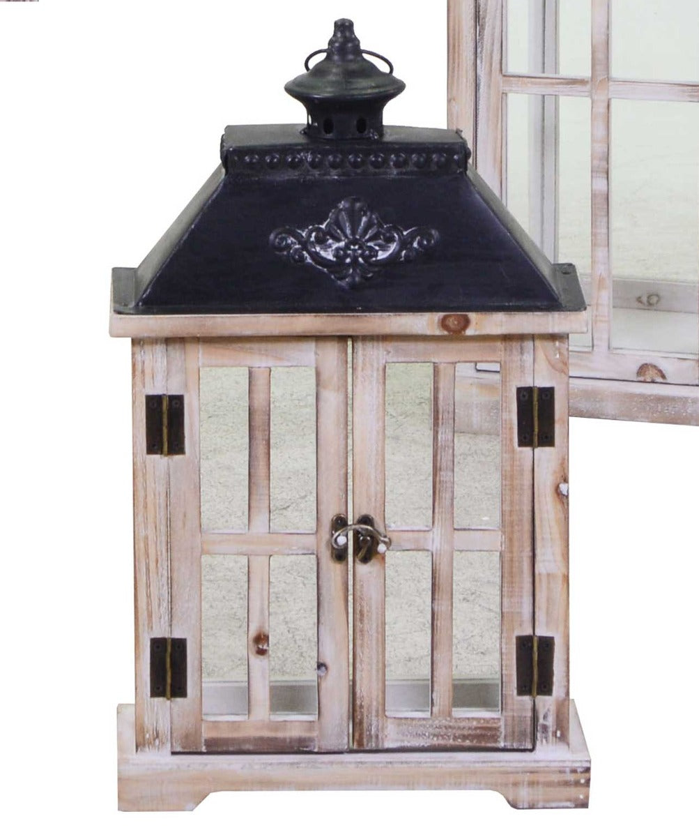 LANTERNA RETTANGOLARE IN LEGNO MARRONE 26X44X11CM