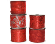 NASTRO NATALIZIO IN POLIESTERE ROSSO NATALE 6,3X270CM MIX MODELLO ASSORTITO