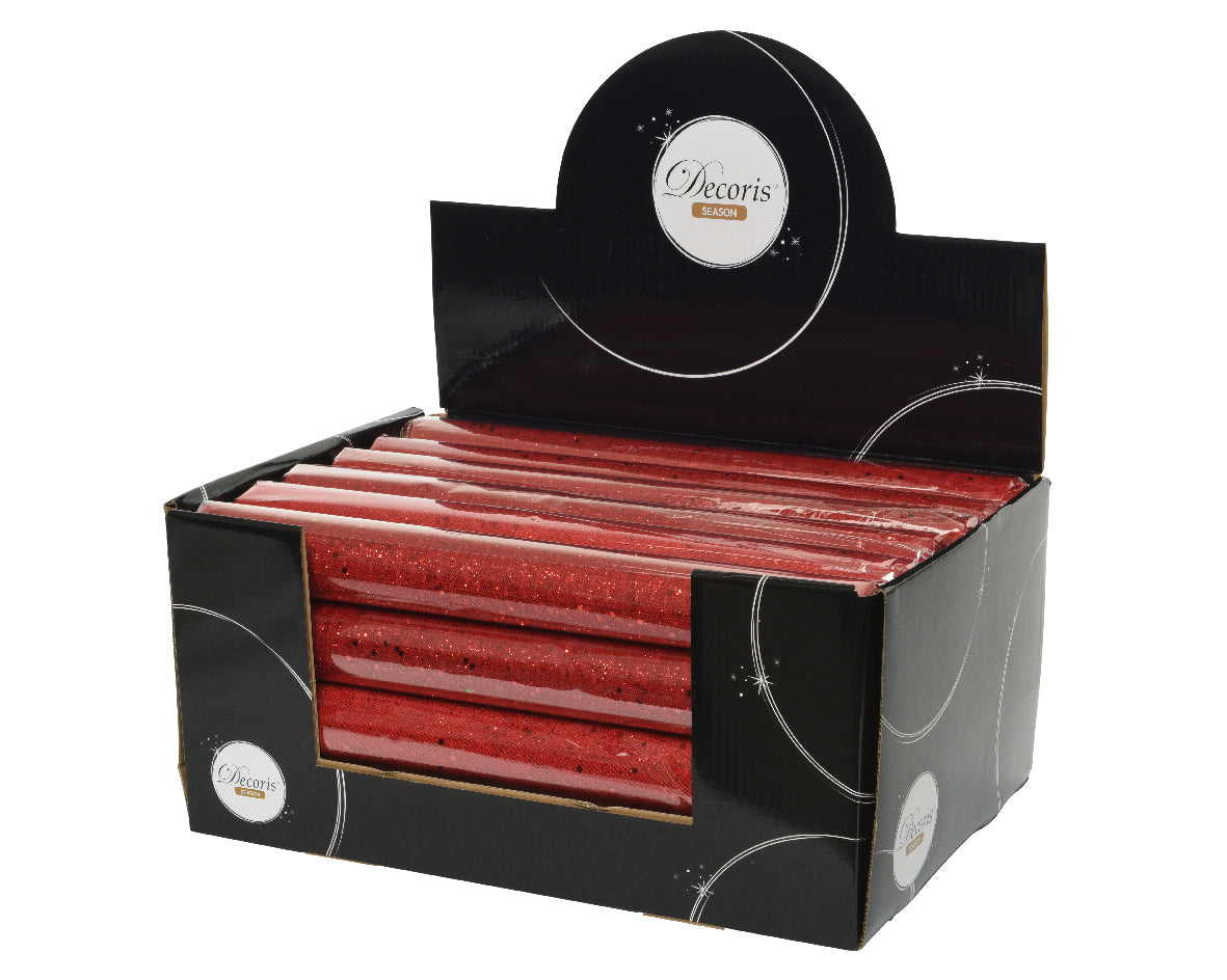 ROTOLO DI TESSUTO ROSSO NATALE CON GLITTER 35X200CM
