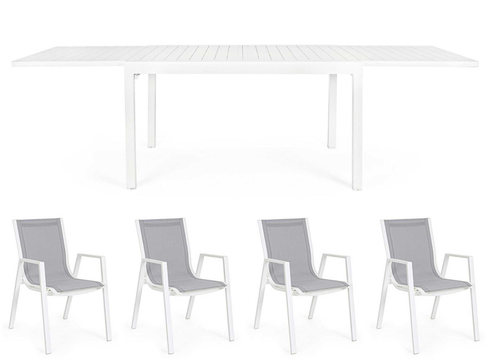OFFERTA TAVOLO PELAGIUS ALLUNGABILE 135/270X90 BIANCO +4 POLTRONE PELAGIUS