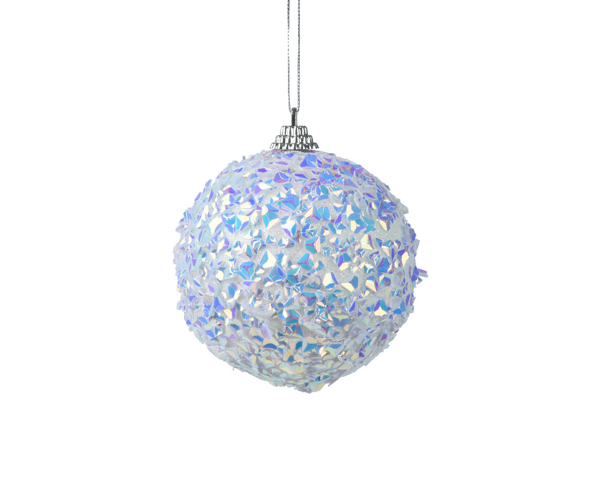 pallina di natale Iris con Glitter Bianca 10cm
