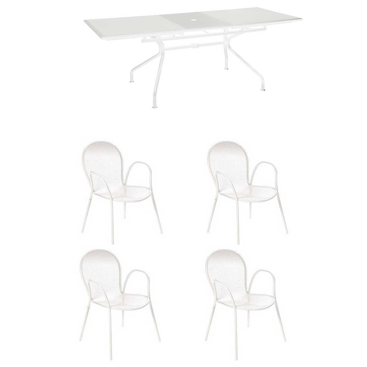 Ensemble table extensible ATHENA 160/210 x 90 cm + 4 fauteuils RONDA dans la couleur de votre choix