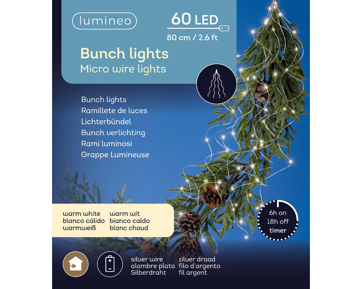 RAMI LUMINOSI CON 60 MICROLED BIANCO CALDO 80CM