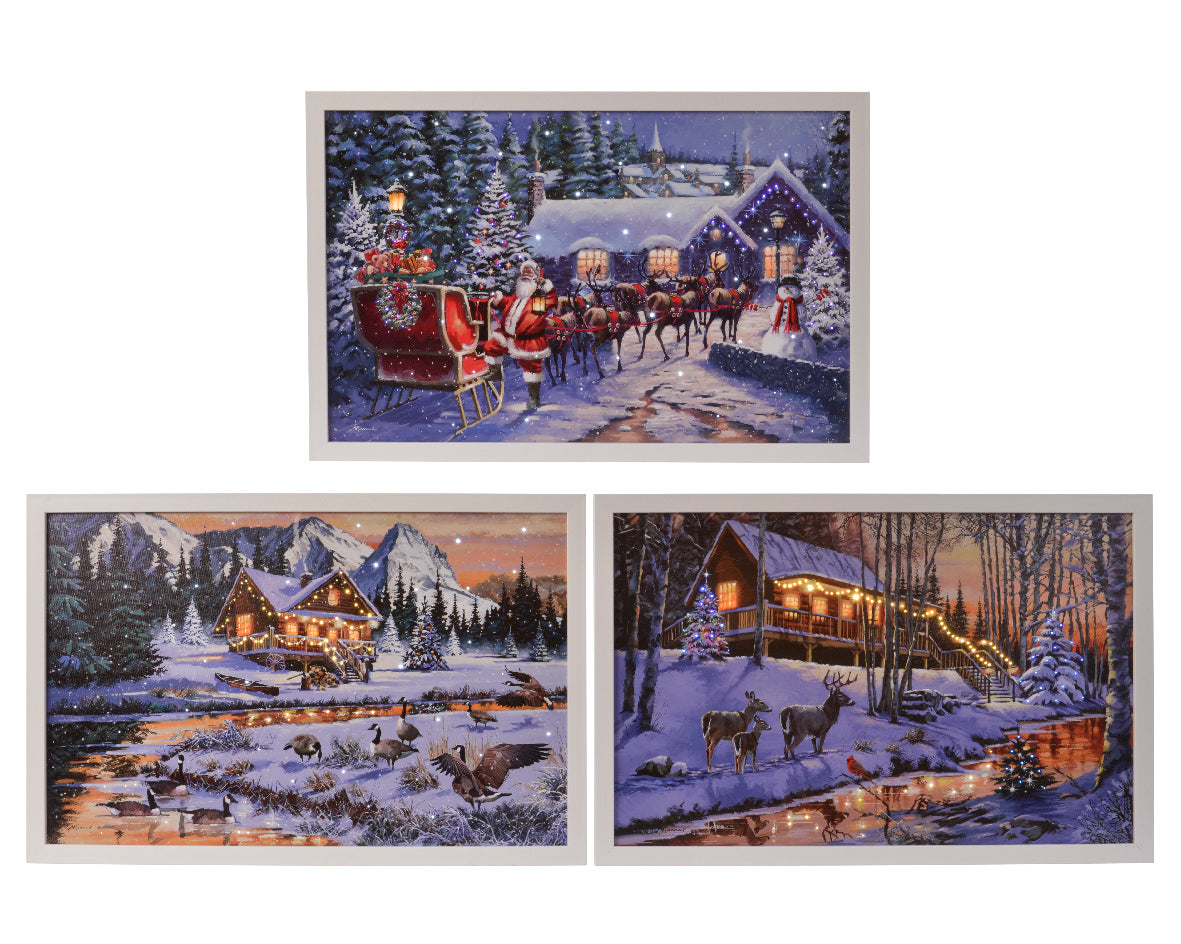 QUADRO PERSONAGGI DI NATALE A SCELTA 2.5X38X58 CM CON MICROLED BIANCO CALDO