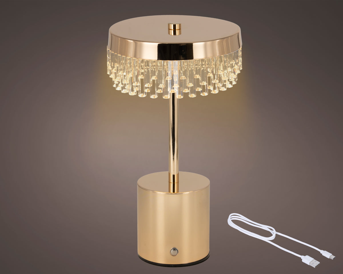 Lampada da tavolo LED ricaricabile in ferro D 14 cm altezza 25,5 cm oro Peraga Christmas