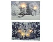 QUADRO NATALIZIO PAESAGGIO INNEVATO 1.5X38X58 CM A LED BIANCO CALDO A SCELTA