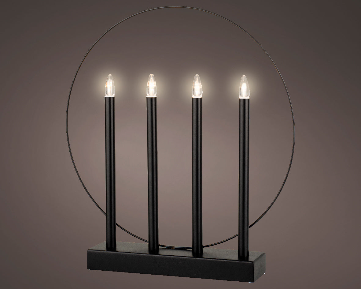 4 CANDELE LED NERE CON DECORAZIONE ORO