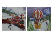 QUADRO TELA DI NATALE 38X38X1,8CM 3 LED BIANCO CALDO MODELLO A SCELTA