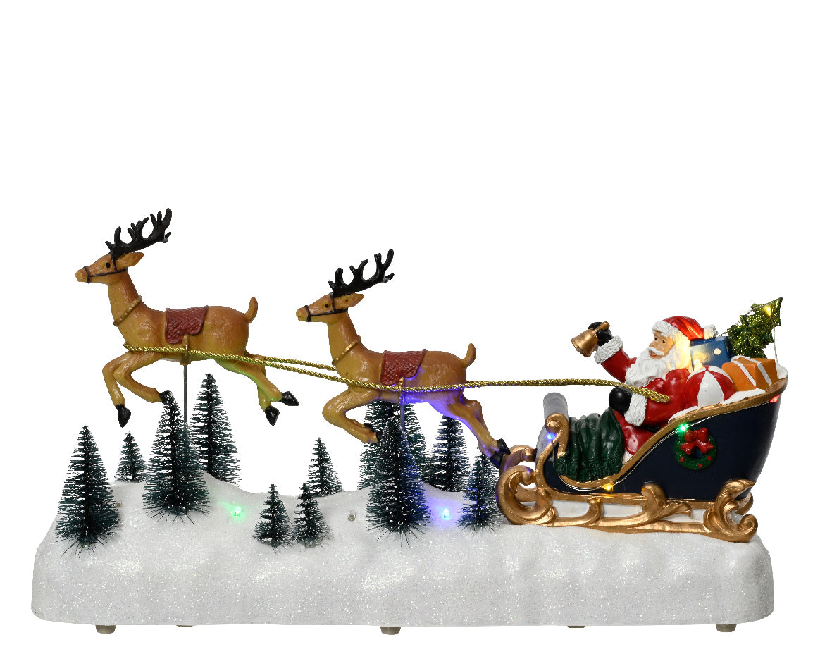 SCENARIO NATALIZIO A LED BABBO NATALE CON SLITTA 39,9CM